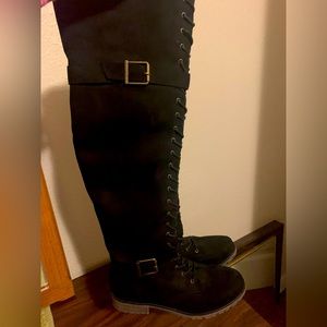 JustFab Black High-Knee Boots